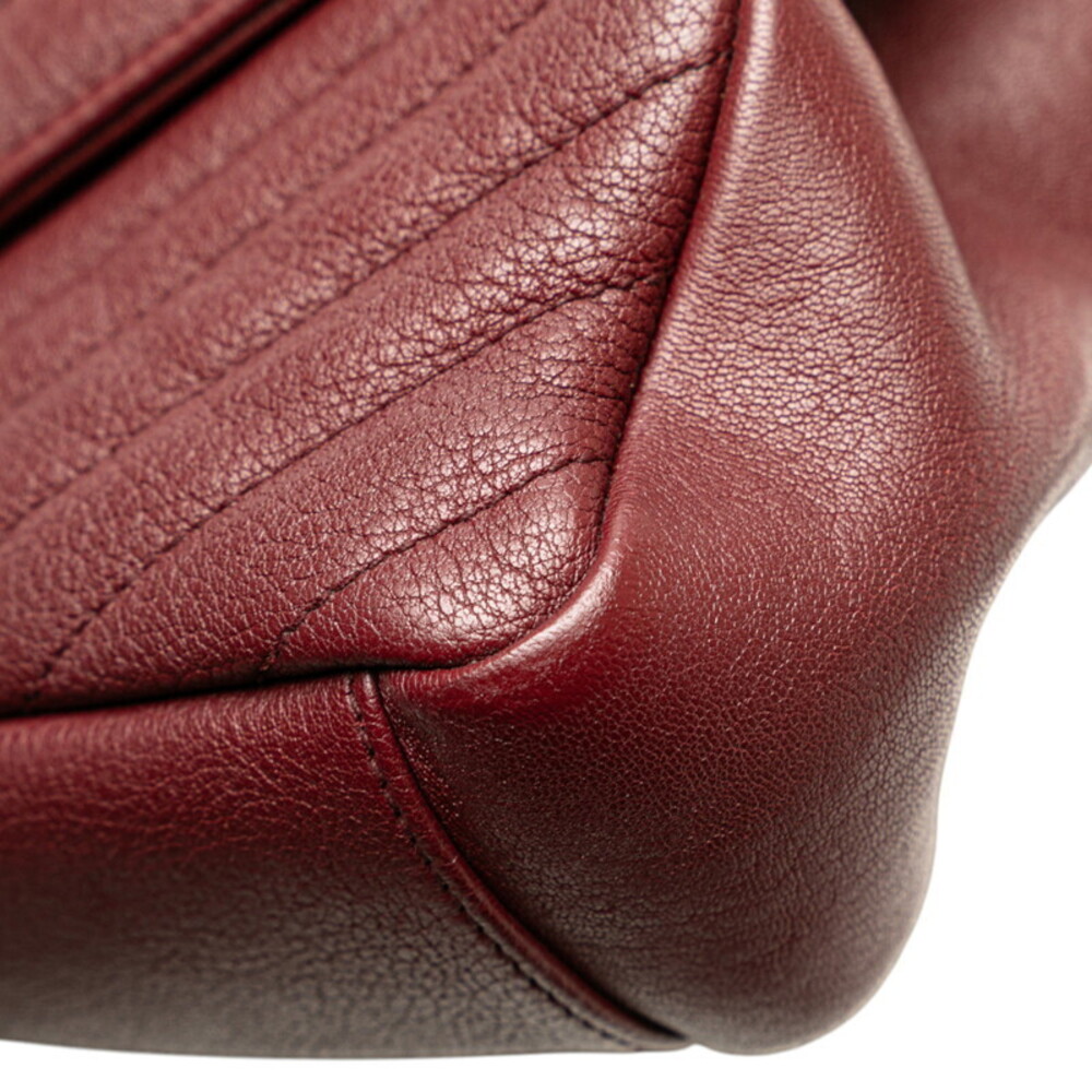 Saint Laurent YSL logo college bag handbag shoulder Wine Red red silver leather - Picture 4 of 9